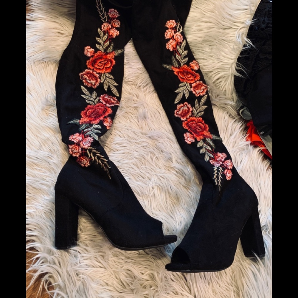 New Black suede knee high boots